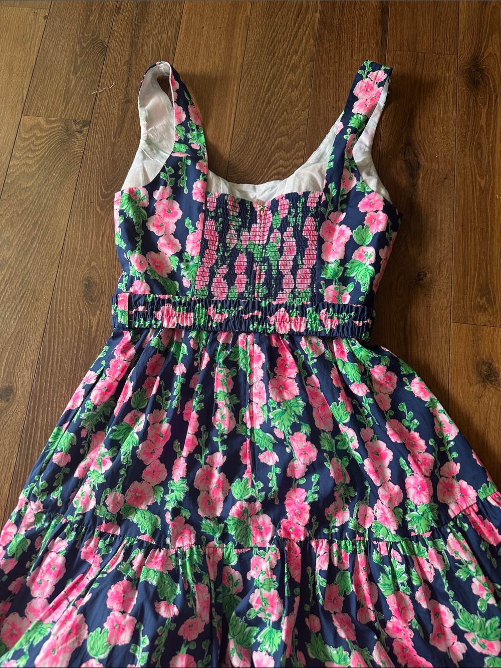 Last drop ⬇️🚚Lilly Pulitzer McKinnon Dress Navy Pink Floral Midi Dress - Picture 4 of 7